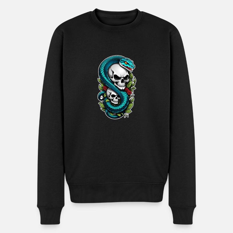 serpent squelette et tatouage - Pull Premium bio Homme - noir