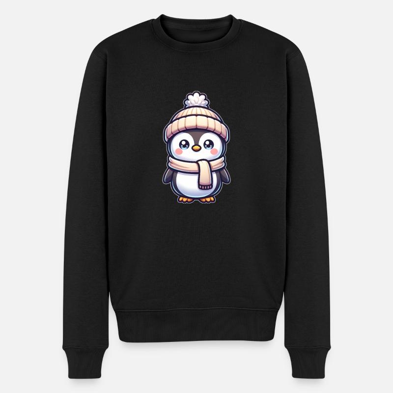 Pinguin - Männer Premium Bio Pullover - Schwarz