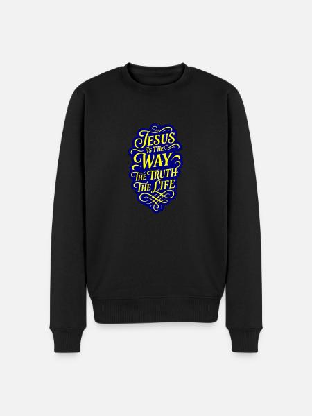 Jesus Way Truth Life Bible Verse - Men's Premium Organic Jumper - black