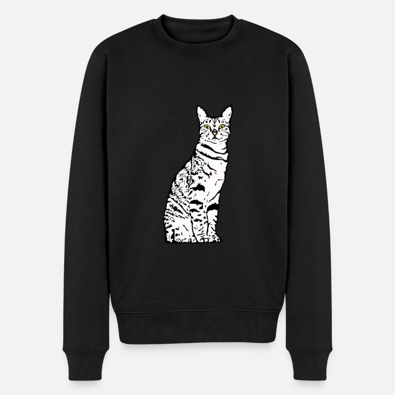 Katze weiß weiße Katzen Kätzchen cute - Männer Premium Bio Pullover - Schwarz