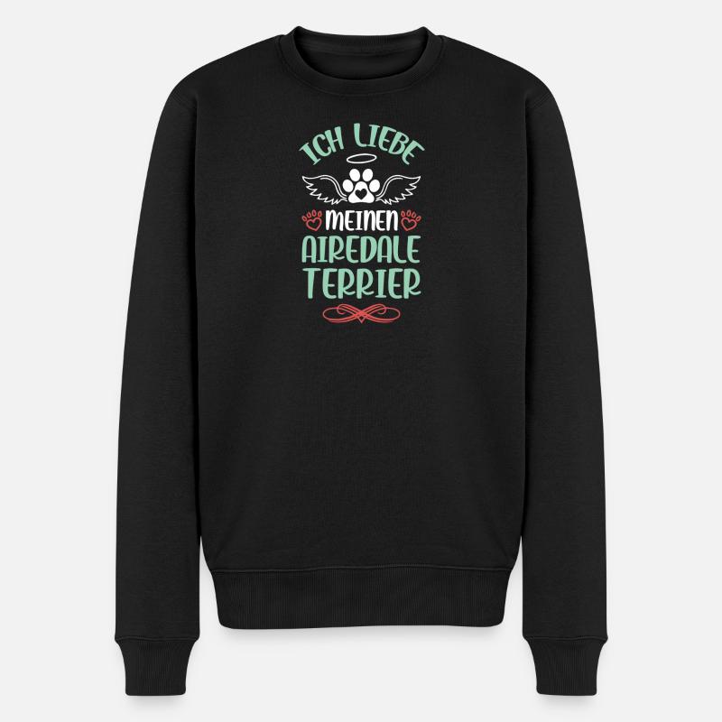 Ich Liebe Meinen Airedale Terrier - Männer Premium Bio Pullover - Schwarz
