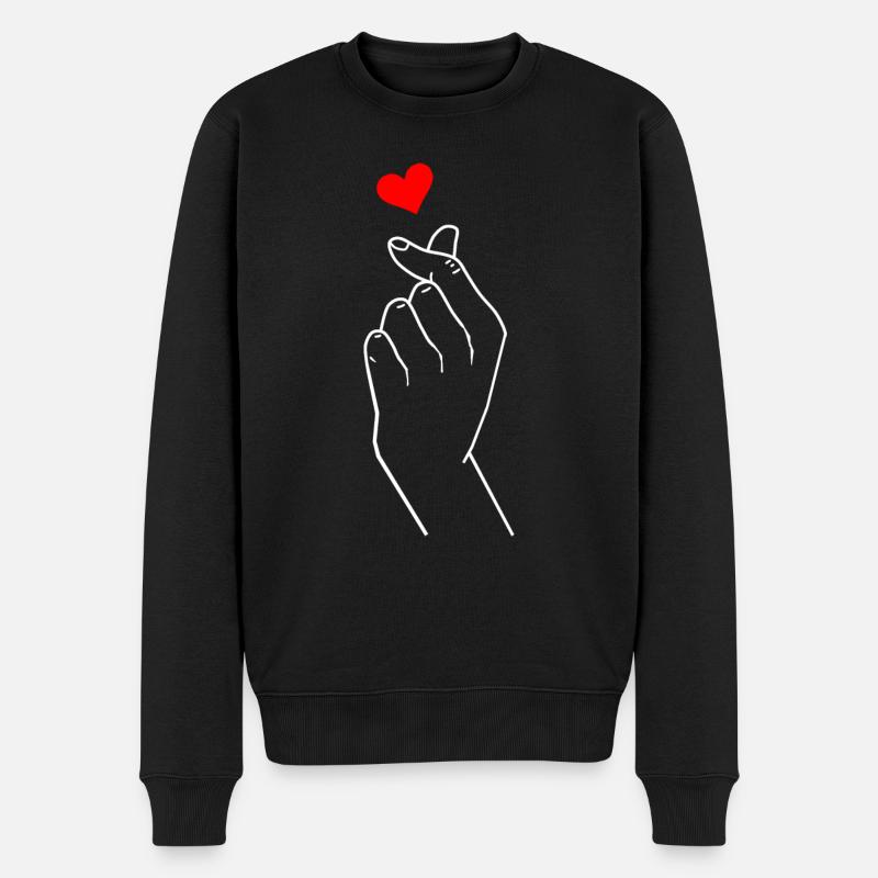 K-Pop Fingerheart - Männer Premium Bio Pullover - Schwarz