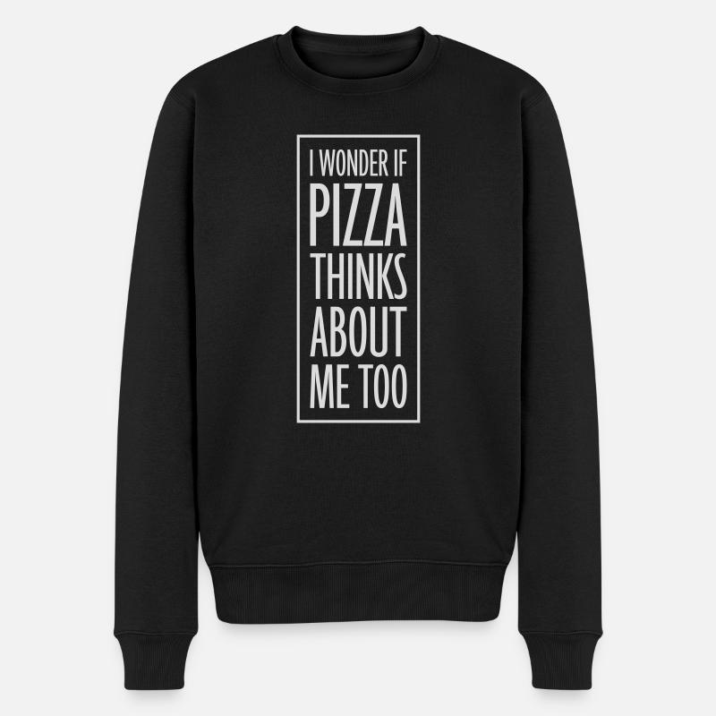 pizza thinks about me - Men's Premium Organic Jumper - black