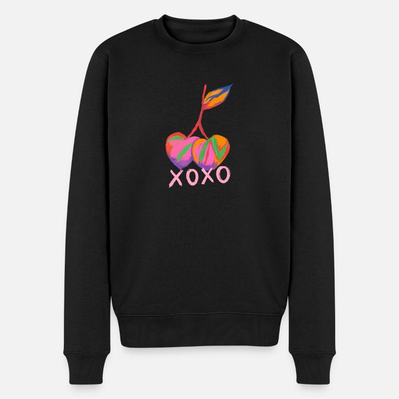 Artsy Cherries - Männer Premium Bio Pullover - Schwarz