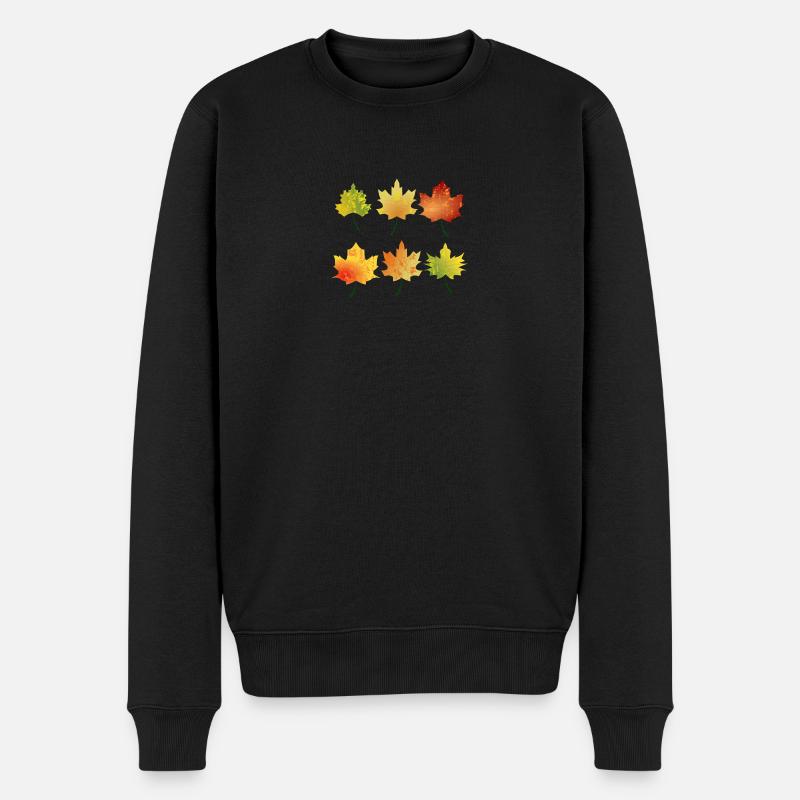 Herbst Blätter - Männer Premium Bio Pullover - Schwarz