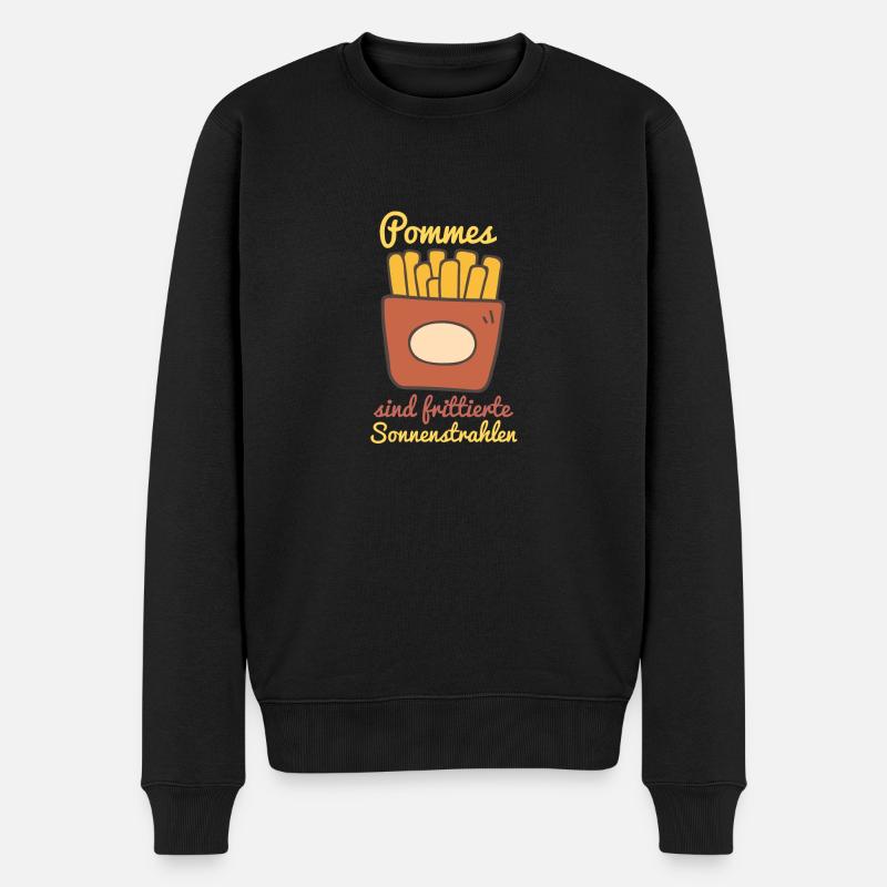 Pommes Frites sind frittierte Sonnenstrahlen - Männer Premium Bio Pullover - Schwarz