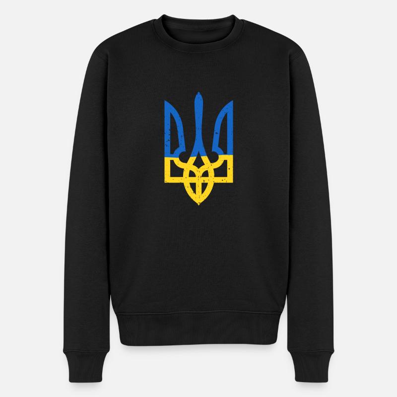 trident du drapeau ukrainien - Pull Premium bio Homme - noir