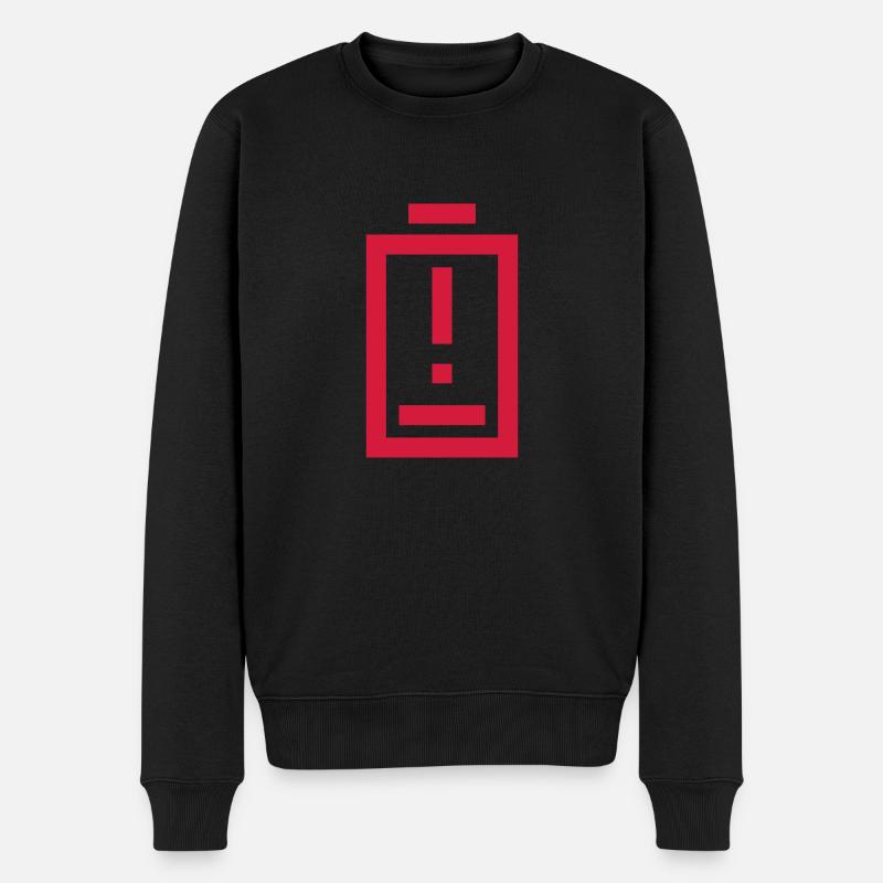 Warnung Ausrufezeichen Batterie leer - Männer Premium Bio Pullover - Schwarz