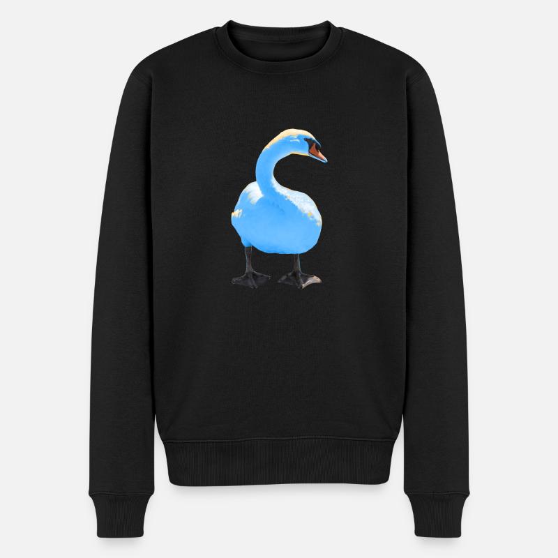 Schwan - Männer Premium Bio Pullover - Schwarz