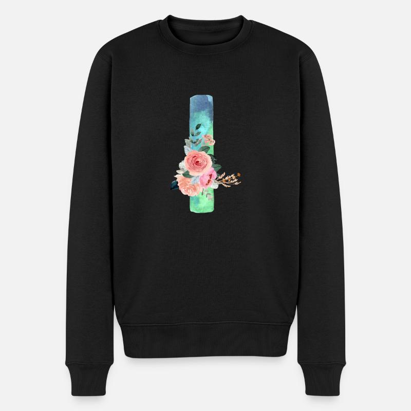 Lettre I watercolor - Pull Premium bio Homme - noir