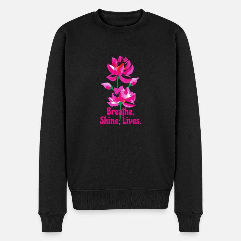 Aquarelle Fleurs de Lotus - Pull Premium bio Homme - noir