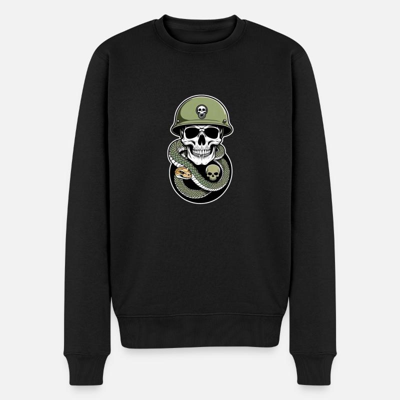 Schlangenskelett und Tattoo - Männer Premium Bio Pullover - Schwarz