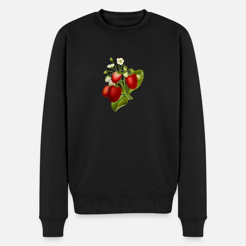 Erdbeeren Illustration - Männer Premium Bio Pullover - Schwarz