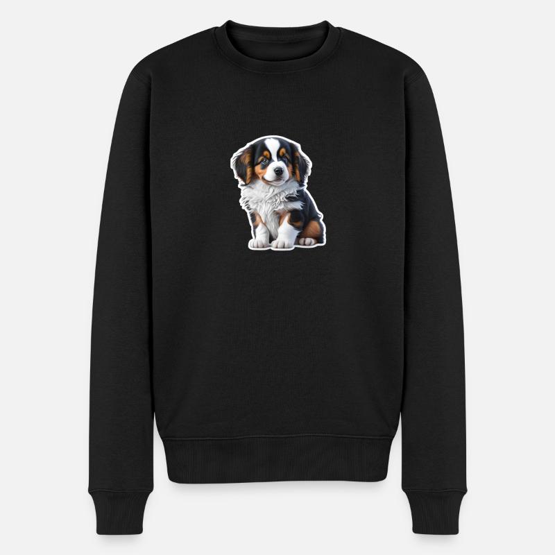 süßes Hundebaby / Welpe Australian Shepherd - Männer Premium Bio Pullover - Schwarz