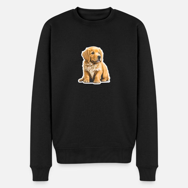 Chiot mignon / chiot Golden Retriever - Pull Premium bio Homme - noir