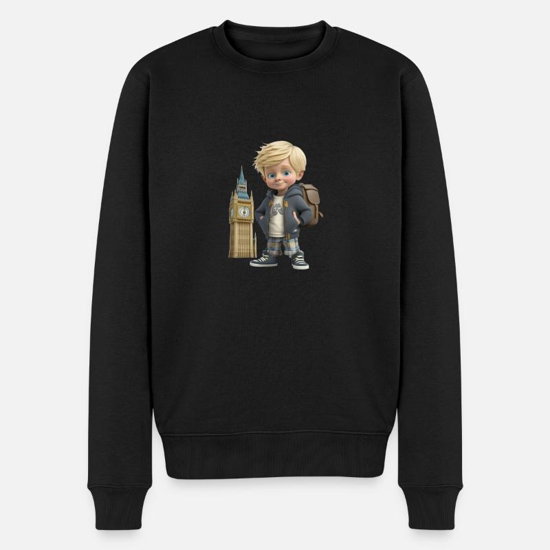 Smiling Boy - BIG BEN - Souvenir aus London - Männer Premium Bio Pullover - Schwarz