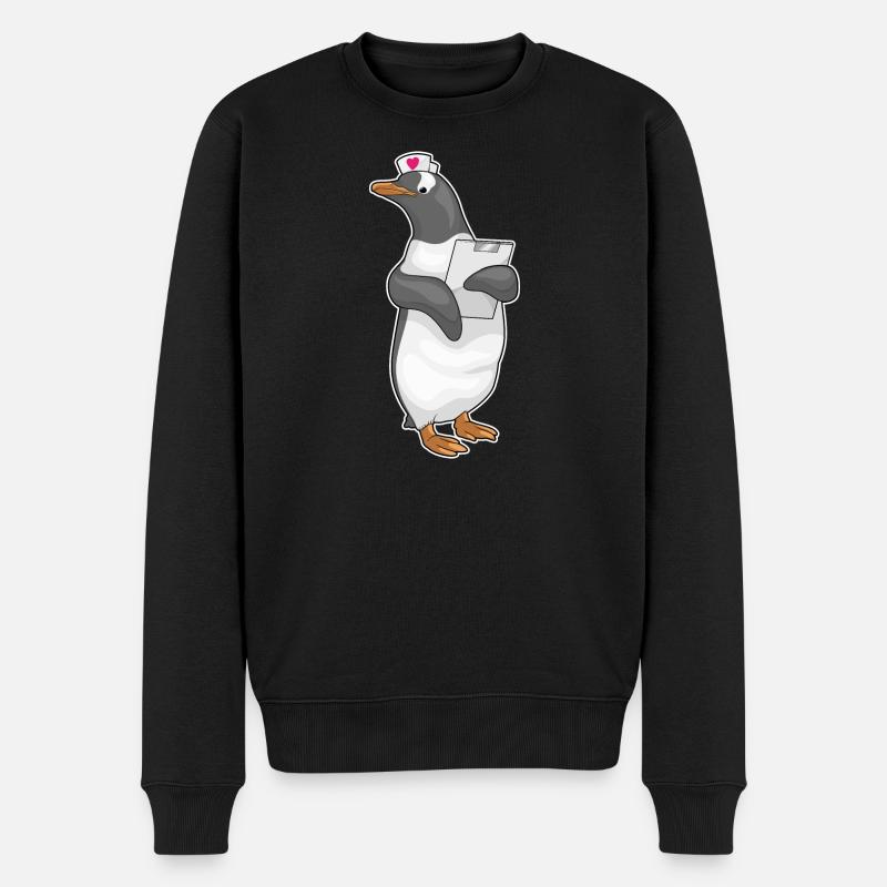Pinguin Krankenschwester Stethoskope - Männer Premium Bio Pullover - Schwarz