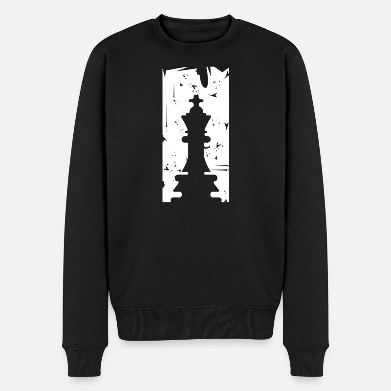 Schach König retro Symbol Schachlogo Team icon - Männer Premium Bio Pullover - Schwarz