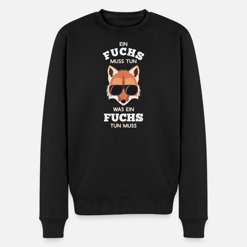 Cooler Fuchs mit Sonnenbrille Rotfuchs - Männer Premium Bio Pullover - Schwarz