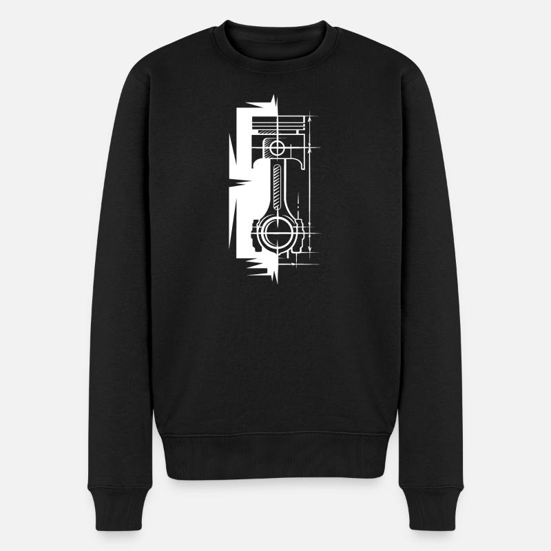 Kolben Skizze aus Block Motor Auto Symbol v8 Logo - Männer Premium Bio Pullover - Schwarz