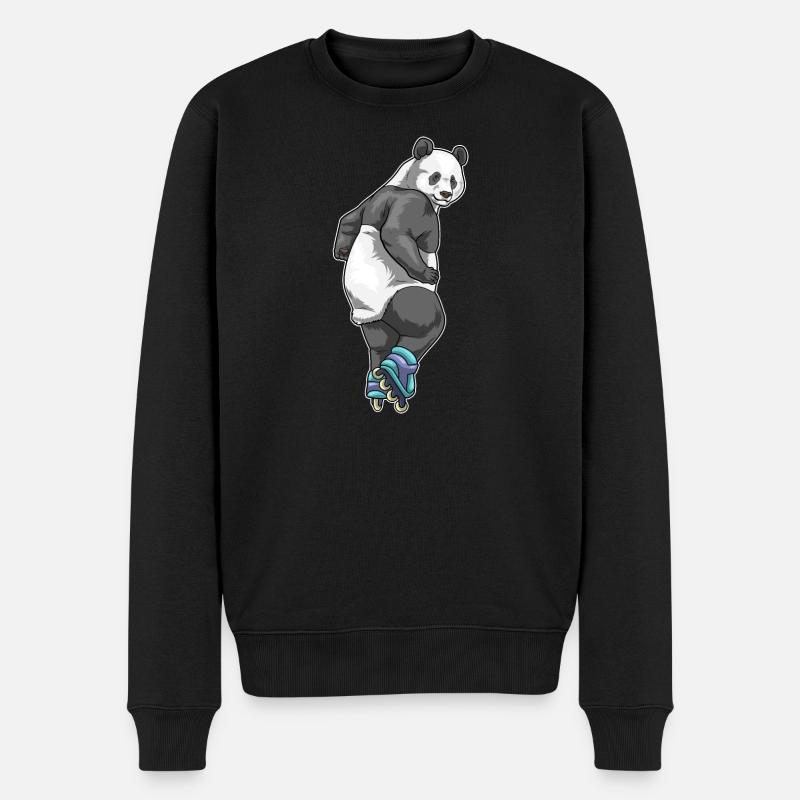 Panda Inline skating Rollschuhe - Männer Premium Bio Pullover - Schwarz