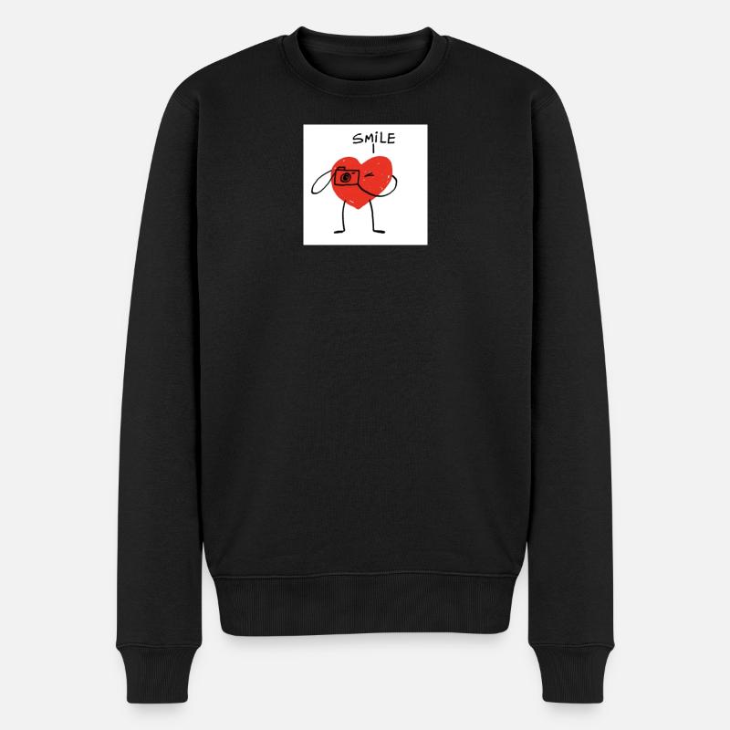 Herz mit Kamera Cartoon - Männer Premium Bio Pullover - Schwarz