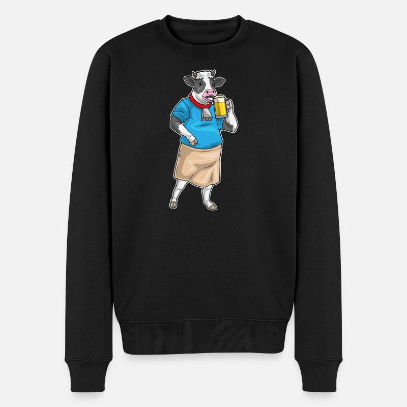 Kuh Bier - Männer Premium Bio Pullover - Schwarz