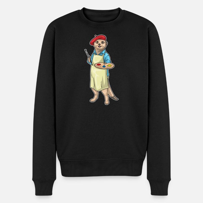Erdmännchen Maler Pinsel Malen - Männer Premium Bio Pullover - Schwarz