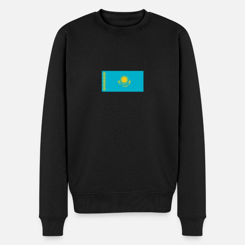 Nationalflagge von Kasachstan - Männer Premium Bio Pullover - Schwarz