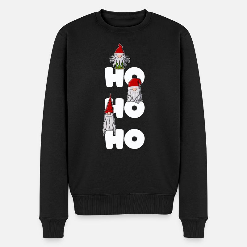 Hohoho Ho Ho Ho und drei Wichtel - Männer Premium Bio Pullover - Schwarz