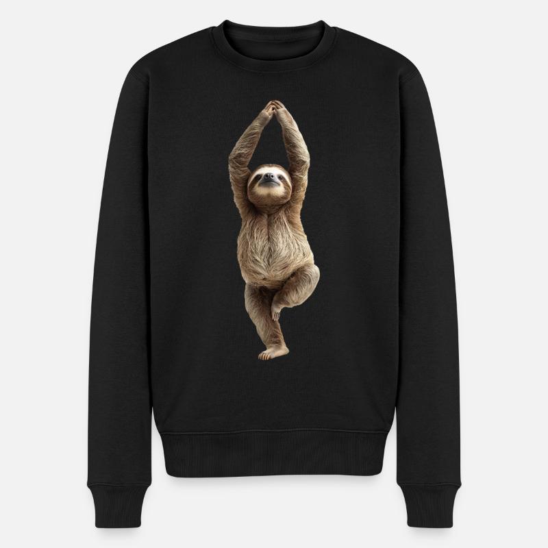 Faultier - Männer Premium Bio Pullover - Schwarz