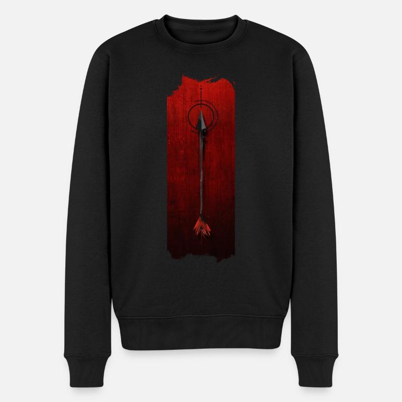 Piercing-Präzision: Pfeil - Männer Premium Bio Pullover - Schwarz