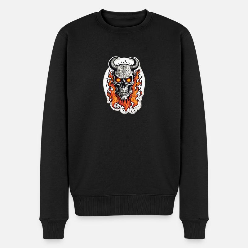 Horned skull | Fired beard - Men's Premium Organic Jumper - black