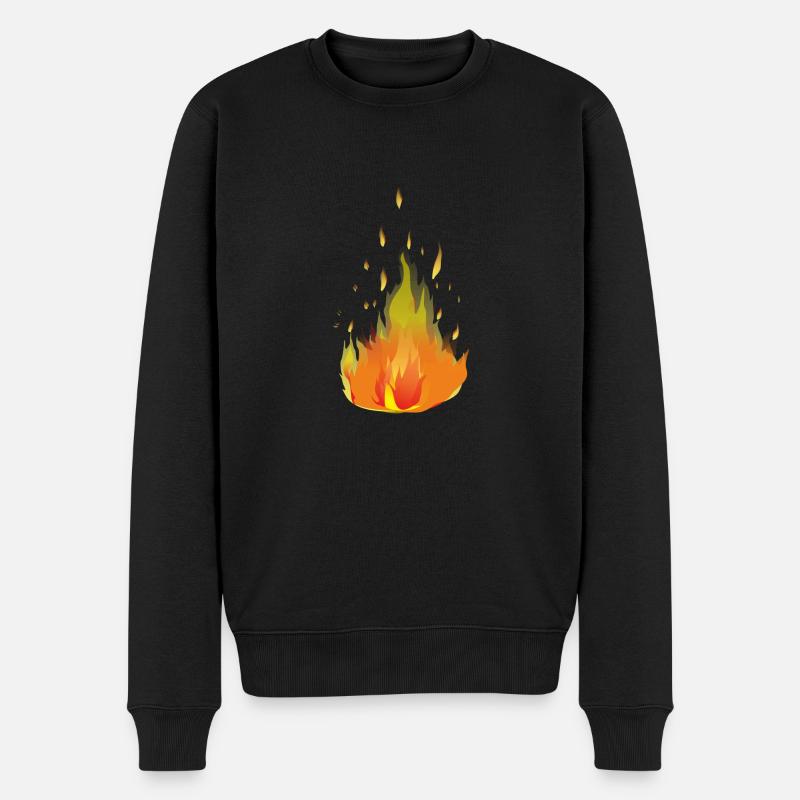 Flammen Feuer - Männer Premium Bio Pullover - Schwarz