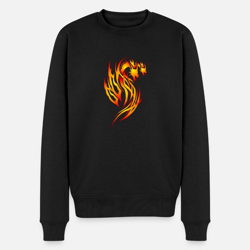 Roter Feuer-Drache - Männer Premium Bio Pullover - Schwarz
