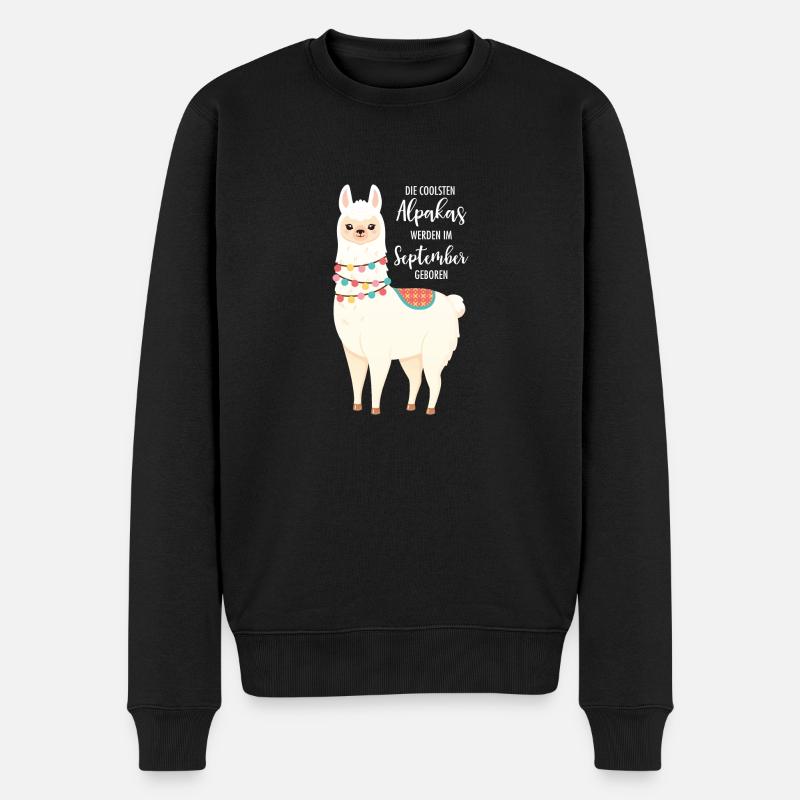 Die Coolsten Alpakas Werden Im September Geboren - Männer Premium Bio Pullover - Schwarz