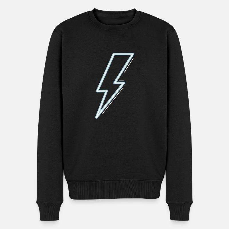 Neon blue flash light - Männer Premium Bio Pullover - Schwarz