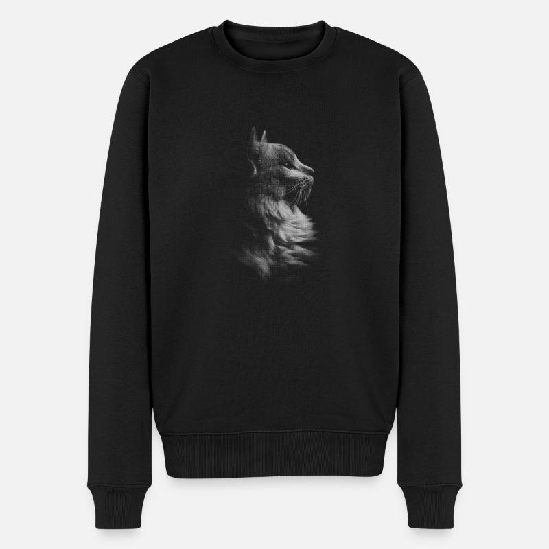 Katze - Männer Premium Bio Pullover - Schwarz