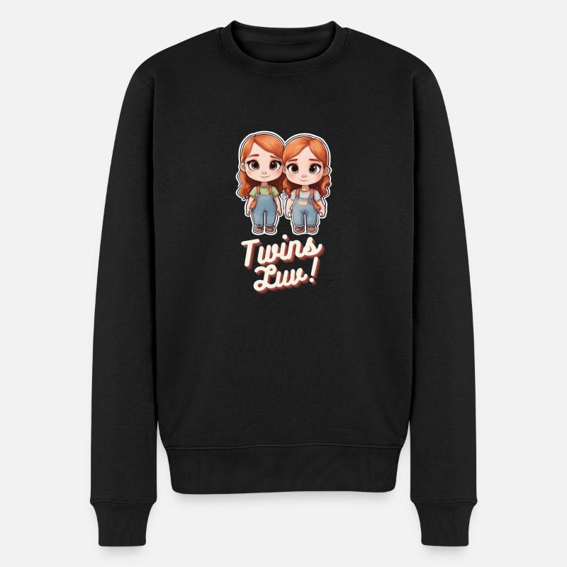 Twins Luv' illustration - Pull Premium bio Homme - noir