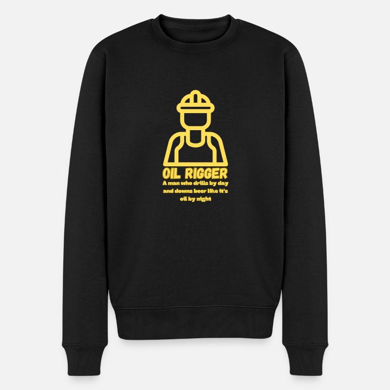 Öl-Rigger Bohrer - Männer Premium Bio Pullover - Schwarz