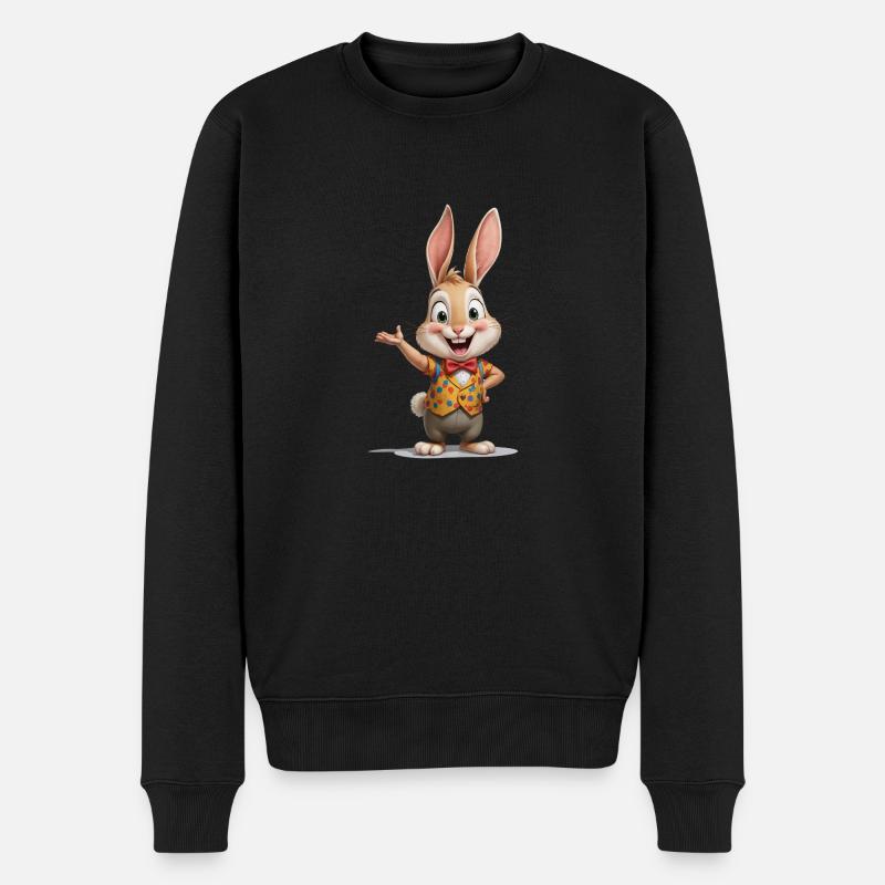 Glückliches Kaninchen - Männer Premium Bio Pullover - Schwarz