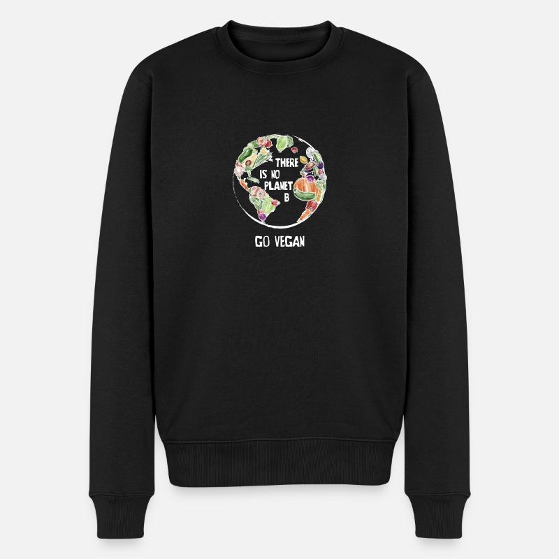 There Is No Planet B, Go Vegan! - Männer Premium Bio Pullover - Schwarz