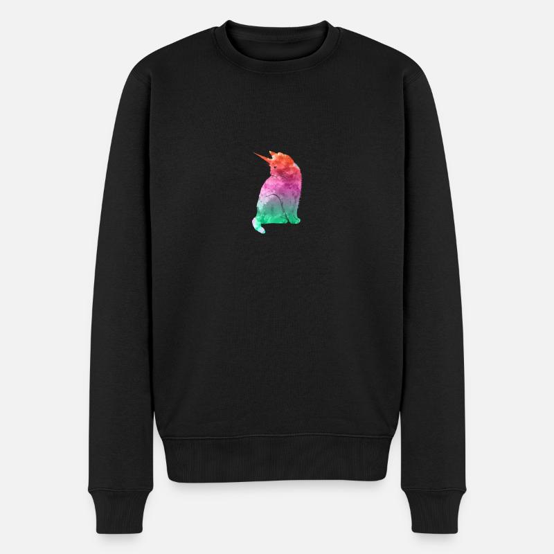 Einhorn Katze Geschenk - Männer Premium Bio Pullover - Schwarz