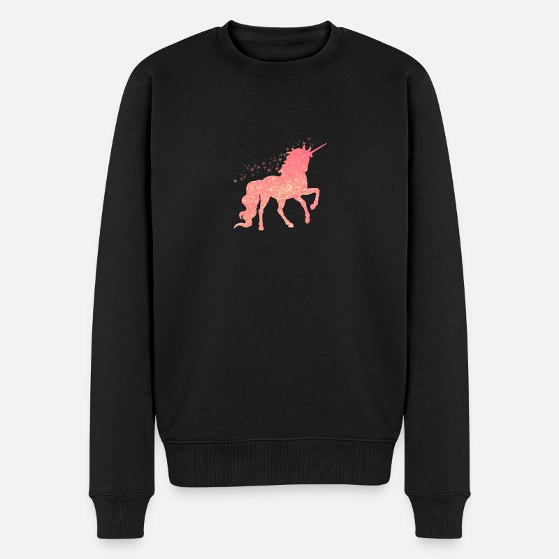 Das rote glitzer Einhorn - Männer Premium Bio Pullover - Schwarz
