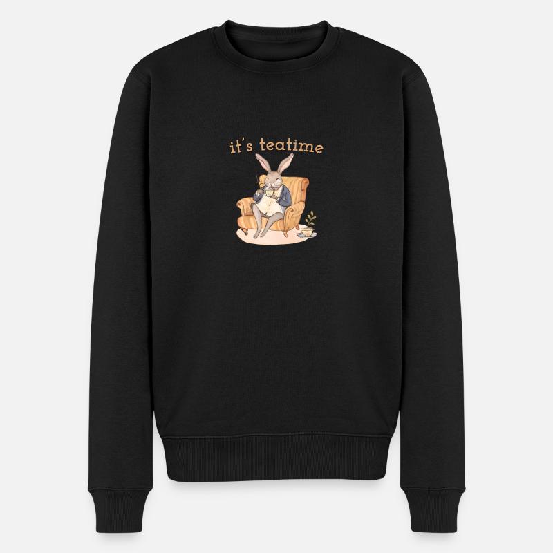 Lapin Hélène : Pause thé dans l’élégance - Pull Premium bio Homme - noir