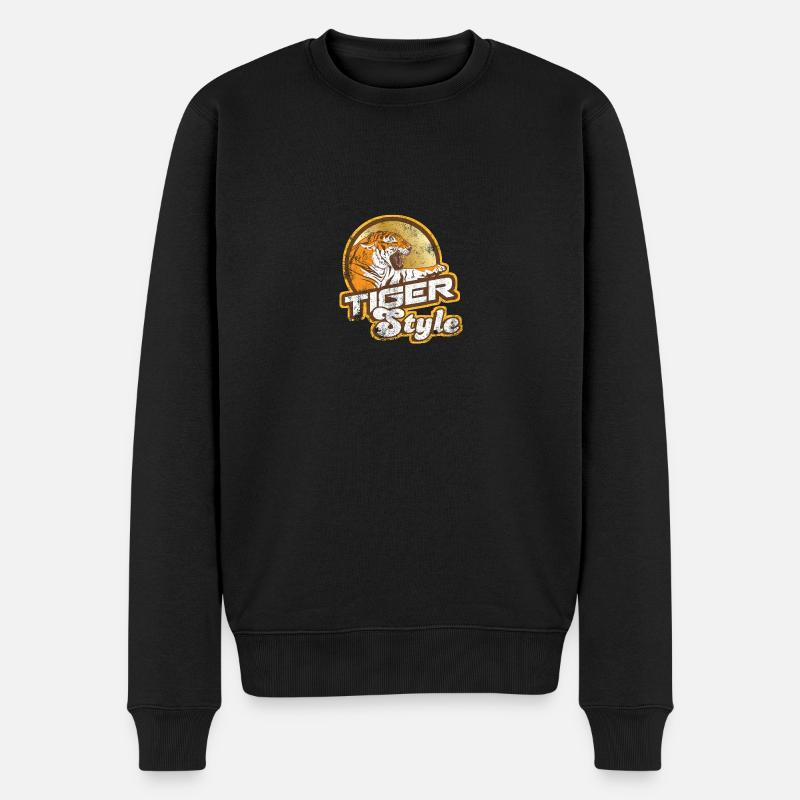 Tiger Geschenk Idee Geburtstag Weihnachten T-Shirt - Männer Premium Bio Pullover - Schwarz