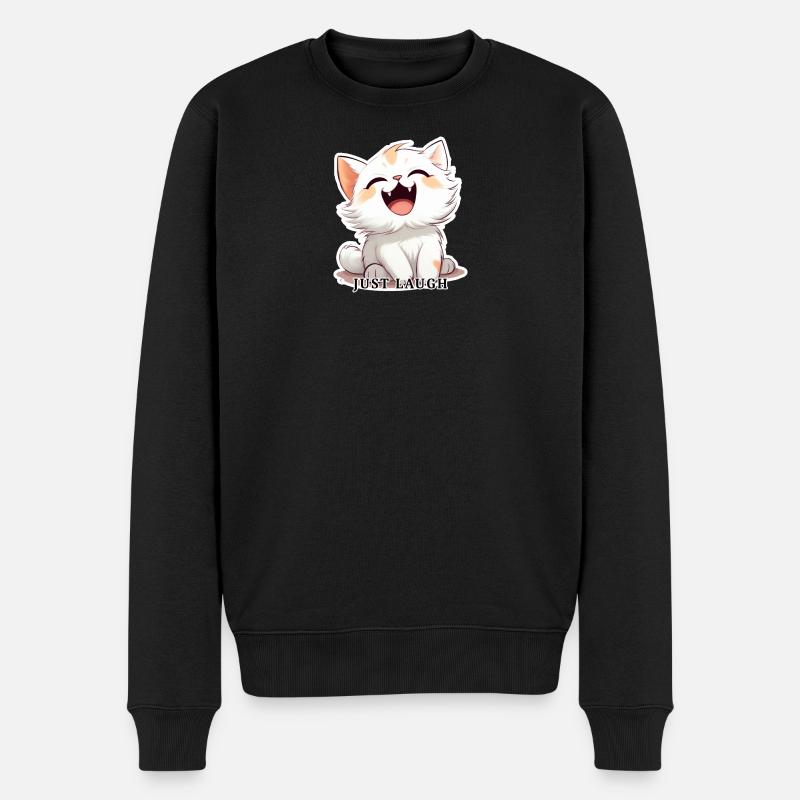 Just Laugh – Chat qui rit dans le style kawaii - Pull Premium bio Homme - noir
