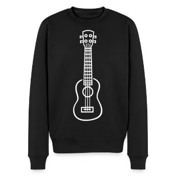 Ukulélé : Dessin au trait - Pull Premium bio Homme - noir - Devant - Nico (187cm)