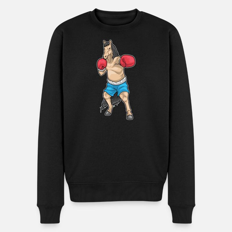 Pferd Boxer Boxhandschuhe Boxen - Männer Premium Bio Pullover - Schwarz