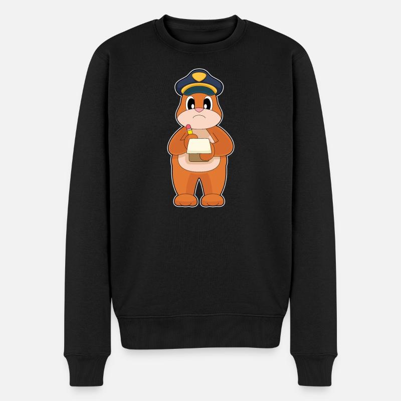 Bär Polizist Strafzettel Polizei - Männer Premium Bio Pullover - Schwarz